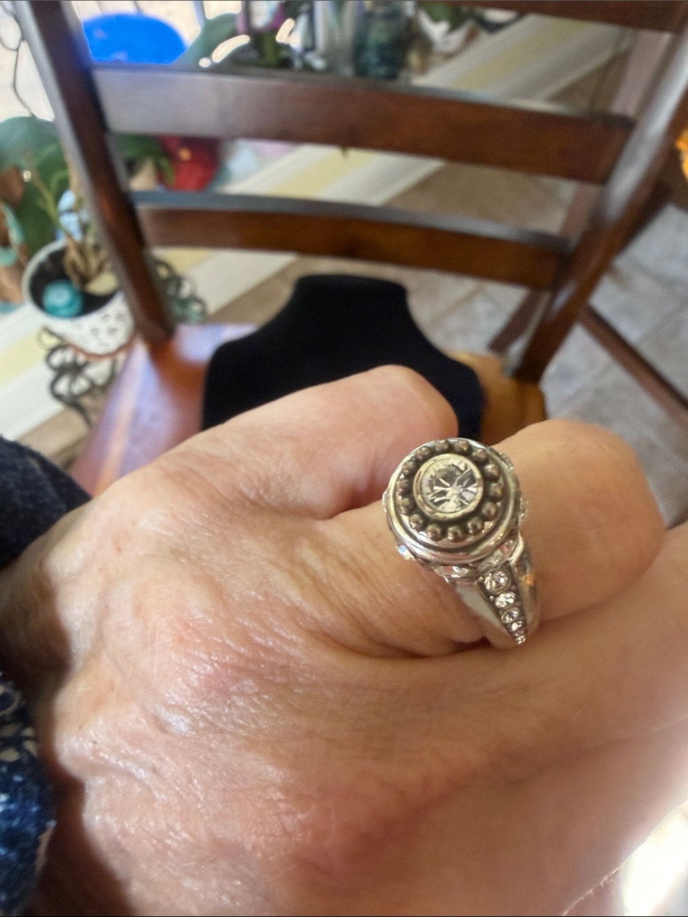 Brighton Round CZ Halo Statement Ring - Silver